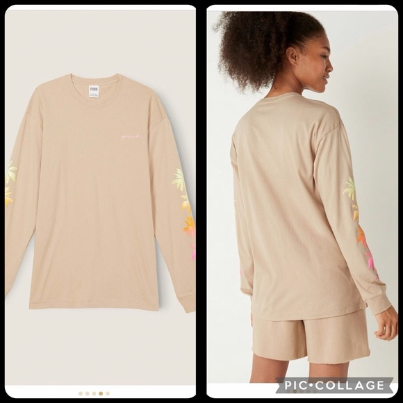 Vs PINK dad shorts long sleeve campus tee hummus floral logo - Picture 5 of 14